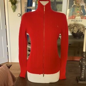 Ralph Lauren Red Cashmere Zip Cardigan Sweater
